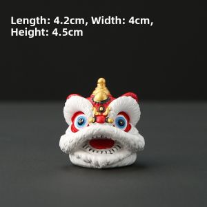 JUZHENG | Chinese Style Red Lion Dance Desk Ornament