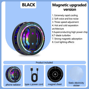 KENKE Phone Cooler Black Shark Magnetic Cooler for MagSafe iPhone 12 13 14 15 Series Cell Phone Cooling Fan Portable Phone Radiator Cooling Fan Gaming Semiconductor Cooling for Android/Tablet/iPad