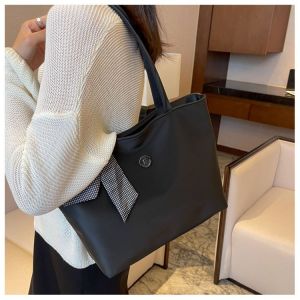 JENL Oxford Totes Bag Large Capacity Handbags Shoulder Bags with Silk Ribbon for Women Casual Bag for Work School Daily