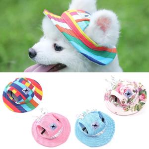 HEALMEYOU Beach Accessories Ornaments Visor Hat Pet Canvas Cap Puppy Outdoor Dog Cap