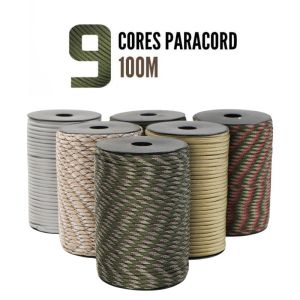 100M/50M 550 Military Standard 9-Core Paracord Rope 4mm Outdoor Parachute Cord Survival Umbrella Tent Lanyard Strap
