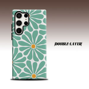 mint green daisy For Samsung Galaxy S26 S25 S24 A56 A36 Dual Layer Luxury Fashion Full Lens Protective Case