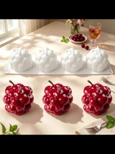 4-Cell Creative Spherical Cherry Design Silicone Chocolate Mold Food Grade French Mousse Cake Mould Kitchen Dessert Bakeware
