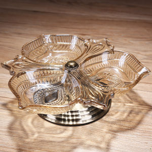 Luxury European Style Crystal Glass Candy Plate Dry Fruit Tray Decorative Creative American Retro Plate for Living Room