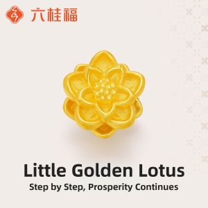 Lucky Lotus Gold Charm Womens Bracelet