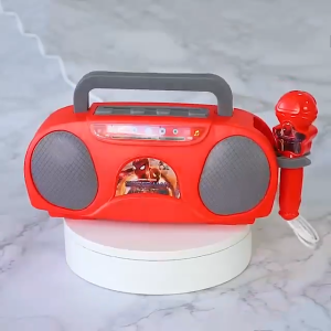 kids super dazzling light singing machine with microphone KTV karaoke Musical toys classic radio shape