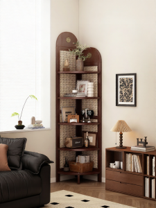 ZHUSHANXIA | Vintage Rattan 90-Degree Corner Cabinet