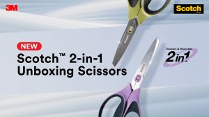 3M Scotch Non-Stick 2 in 1 Unboxing Scissors 7" Scissors/ Boxcutter/ Parcel