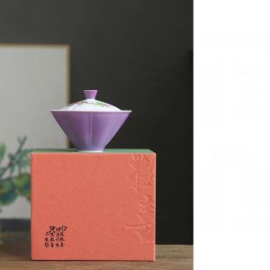 Hand-Painted Grape Ceramic Tea Set Purple Honeysuckle Wicker Cap Bowl Zhiquanjian Pure Color Dining Utensils JOJOS L PD