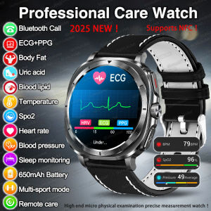 2025 New ECG+PPG Watch Precise Blood Pressure Body Analysis Smartwatch HD Call Men NFC Watches Organ Uric acid Health Clock Ms.