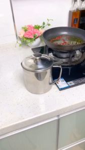 Oil Pot Filter 1.3L Saringan Minyak Goreng Stainless Steel 304 Wadah Minyak Goreng