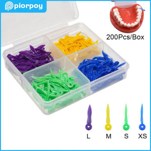 PIORPOY 200Pcs/Box Dental Disposable Tooth Gap Wedges With End Circular Holes Plastic Medical Oral Care Accessories 4Sizes