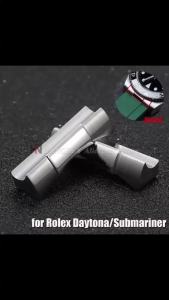 Liên Kết Đầu Cong Bằng Bạc Nguyên Khối Cho Rolex Submariner Daytona 116503/116500 Đầu Nối Dây Đeo Đồng Hồ Bằng Thép Không Gỉ Cao Su Da Tương Thích