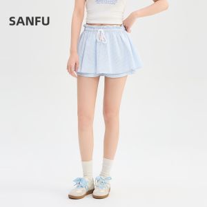 SANFU | Elastic High Waist Comfortable Layered Design Shorts