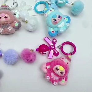 2026 New Cute Kawaii Fluffy Dessert Charms Keychain for Bag Backpack Pendant Beads Trendy Fashion Flocked Cute Toy Figurines: Bags Charms Keychains Phone Charms Creative Gifts for Three-Year-Olds