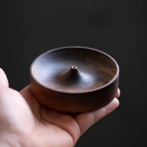 Solid Wood Incense Holder Handmade for Meditation & Home Decor. Natural Grain No Power Needed - Spiritual Holiday Gift