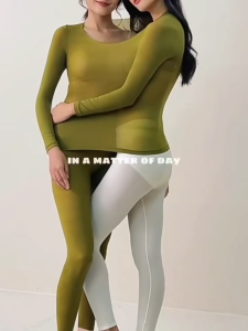1 Set Autumn Winter Womens Thermal Underwear Seamless High Elasticity Round Neck Long Sleeved Top Solid Color Comfortable Warm Base Shirt Pants