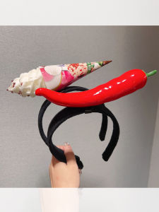 Creative Ice Cream And Red Pepper Sugar Coated Cherry Hairband Props for Photography Cartoon Style Hair Accessories