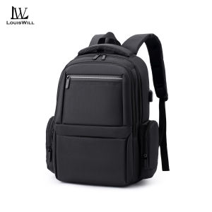 LouisWill กระเป๋าสะพายหลังแฟชั่นทำจากผ้ากระเป๋าเป้สะพายหลังกันน้ำฟอร์ดกระเป๋าโน้ตบุ๊คสะพายหลังกระเป๋าสะพายเดินทางกระเป๋าเป้ลำลองความจุมากกระเป๋าสะพายสารพัดประโยชน์ USB เหมาะสำหรับแล็ปท็อปขนาด15.6นิ้ว