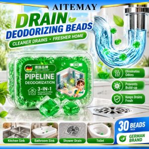 Aitemay 100 sản phẩm khử mùi đường ống Đức hạt gel dung dịch cọ đường ống thoát nước cống 3 trong 1 thiết bị khử mùi màng có thể hòa tan kháng khuẩn để bồn cầu ống thoát đặt dưới sàn vệ sinh nhà cửa