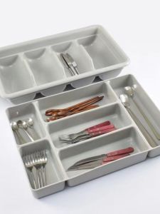 Hotel Style Kitchen Utensil Organizer Box Spoon Chopstick Separator Plastic Square Shape Storage Container Home Essential