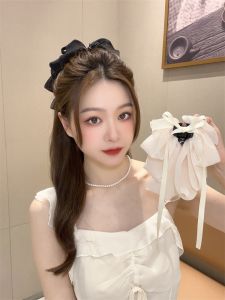 French Gentle Bows Ribbon Grip Show Face Small Show Hair Volume Easiest for Match Hair Accessories Temperament Youthful-Looking Hairpin Headdress Korean