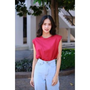 เสื้อยืดแขนกุดเสริมบ่า เสื้อแขนกุดเสริมฟองน้ำ มีเก็บปลายทาง