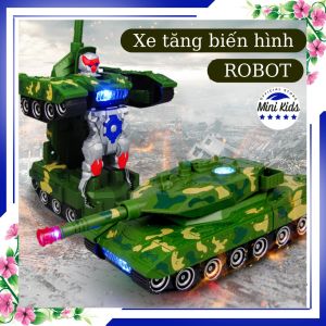 Đồ chơi xe tăng biến hình tự động có đèn và nhạc - Lồng đèn trung thu có tay cầm đèn led nhấp nháy - Đồ chơi MiniKids