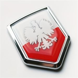 Poland White Eagle Flag Decal Car motorcycle Chrome Emblem Shield Shape Sticker Polish Polska Car emblems