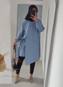 Kalila Tunik - Tunik Wanita Tali Samping Bahan Polo Linen