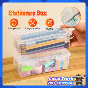 Transparent Pencil Box Large Capacity Desk Storage Box Crayon Drawing Stationery Organizer Box School Office Supplies