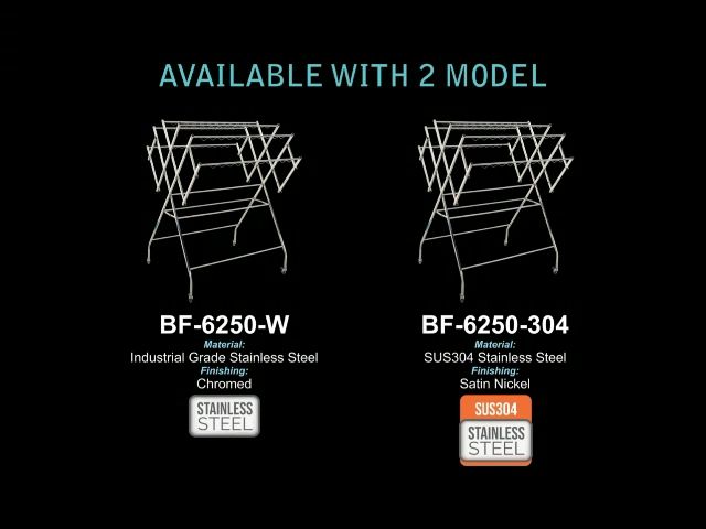 Sinor Rack Drying Sinor BF-6250-W Stainless Steel Standing Foldable Clothes Drying Rack ...