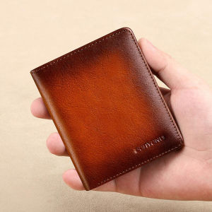 BANYANU Simple Design Small Men Wallet Vertical Brown Black Ultra Thin Cow Genuine Leather Wallet for Fashion 2025 Father Birthday Gifts