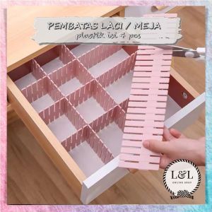 Partisi Pembatas Laci Plastik Isi 6 DIY Drawer Partition Divider
