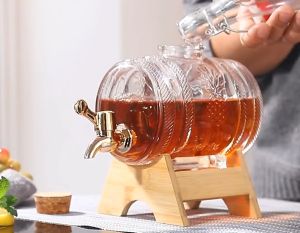 Household Juice Jar Glass Sealed Bubble Wine Bottle With Faucet Cork Wine Pot Barrel