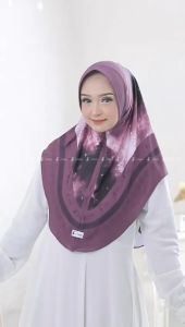 Hijab Instan Galaxy Motif Sublim Printing Bahan Jersey Bay Fals