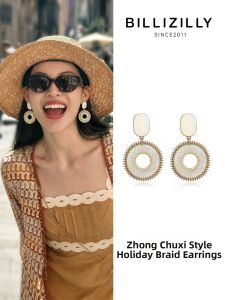 BILLI ZILLY | Vacation Style Woven Ethnic French Retro Design Earrings