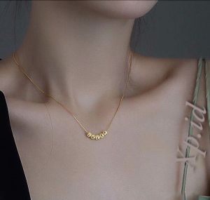 Kalung Boba Pasir Titanium Anti Karat Gold Xpid1901