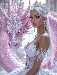 Jigsaw Puzzle Beautiful Girl With Crystal Dragon Fantasy Scene For Adult Family Creative Fun Stress Relief Birthday Holiday Gift