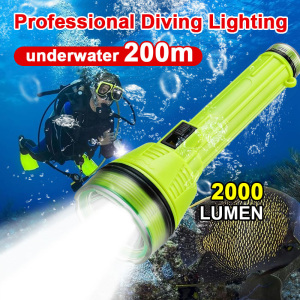Diving Flashlight Rechargeabl Underwater 200m Waterproof Scuba LED Rechargeable Fishing Flashlight