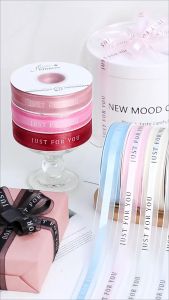 2.5cm Satin Ribbon Roll Just for You Silk Craft Ribbon Belt Love You Forever Ribbon Bouquet Packaging For Gift Craft