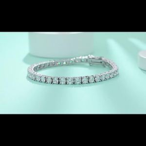 Moissanite Tennis Bracelet for Women S925 Sterling Silver 3/4/5/6.5mm D Color VVS1 Moissanite Double Safety Clasp
