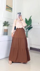 MUMU - Agnia Set Rok STONE Dress Midi Jeans Wanita Kekinian Viral stone Midi by MUMU fashion solo