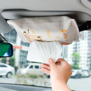 Nordic Cartoon Creative Sunshade Board Fabric Tissue Box Car Mounted Hanging Style Automobile Specialty Storage Organizer