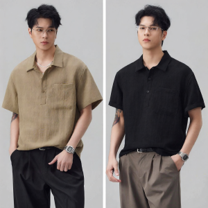 Mark Fairwhale | Lightweight Loose Casual Linen Polo Shirt