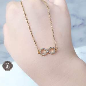 Kalung Rantai Titanium Liontin Ulir Gold CXA27012408