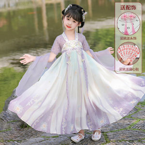 Elegant Spring Childrens Hanfu Dress for Girls Fairy Tale Style Traditional Chinese Clothing Skirt Suitable for All Ages
