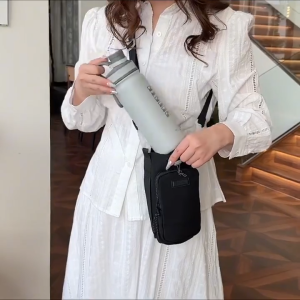 800-1000ML Water Bottle Carrier Bag Collapsible with Shoulder Strap Tumbler Bottle Cup Carry Holder