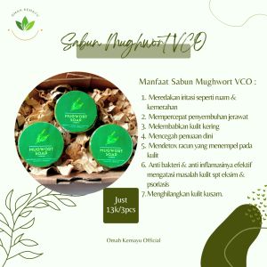 [PROMO Paket 3pcs] Sabun Mughwort VCO Anti Aging Alami Melembabkan Kulit Mengatasi Jerawat 20gr