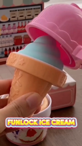 BYJ Funlock Happy Desserts Ice Cream Playset Creative Pretend Sweet Treat Toy for Kids